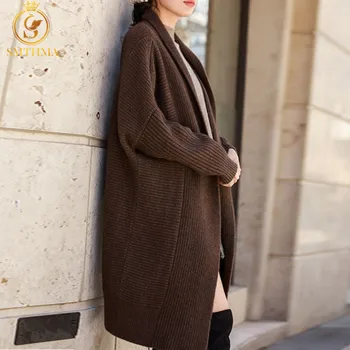

SMTHMA New 2020 Autumn Winter Women's Sweaters Korean Chic Style Fashion Vintage Solid Color Casual Long Cardigans