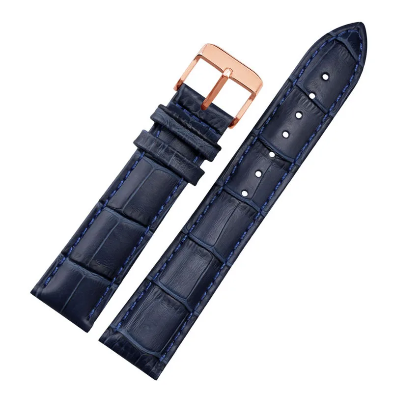 Blue Genuine Leather Watchband Strap
