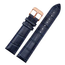 Blue Genuine Leather Watchband Strap - 12mm (Dark blue rose)