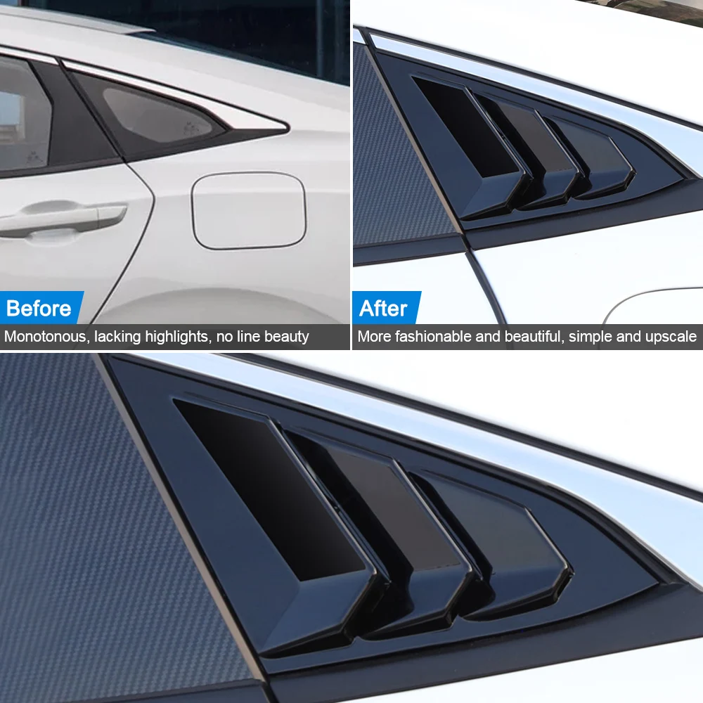 

Quarter Side Window Louvers Car Rear Window Blinds Side Tuyere For Honda Civic 2016-2018 Carbon Fiber Style / Black (Optional)