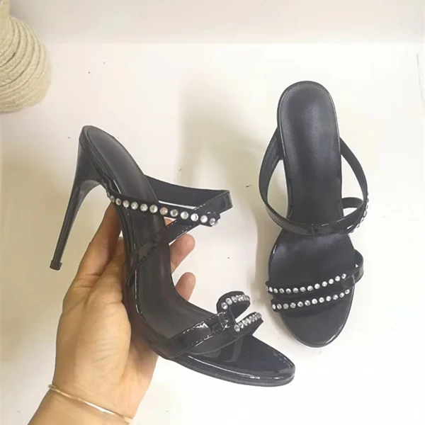 Zapatos mujer/ г.; женские туфли на высоком тонком каблуке-шпильке с блестящими кристаллами; женская обувь с узкими лентами; брендовая популярная обувь; sandalia feminina