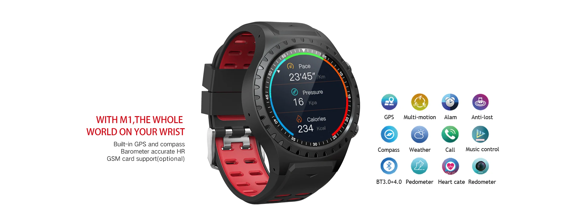 LEMFO Bluetooth Smartwatch gps Компас Барометр спортивные часы фитнес-трекер для измерения сердечного ритма Смарт-часы Android IOS поддержка 320 мАч