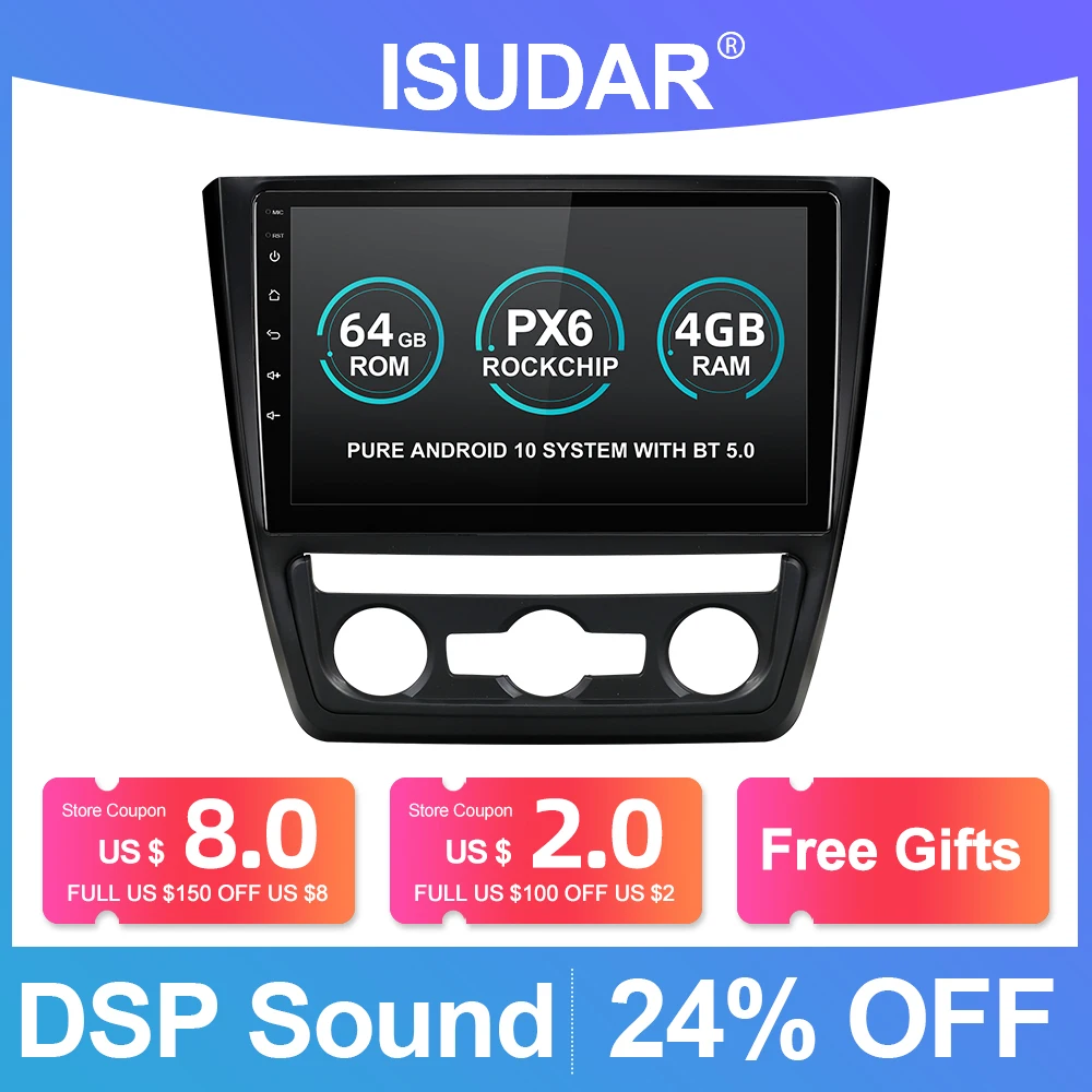 ISUDAR PX6 Android 10 автомобильное радио для Skoda Yeti 2009 2010 2011 2012 2013 2014 Авторадио Мультимедиа