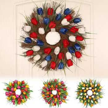 

Artificial Tulip Garland Around Front Door Decor Garland With Rattan Base Used For Halloween Xmas Wedding Arch For Home Garden