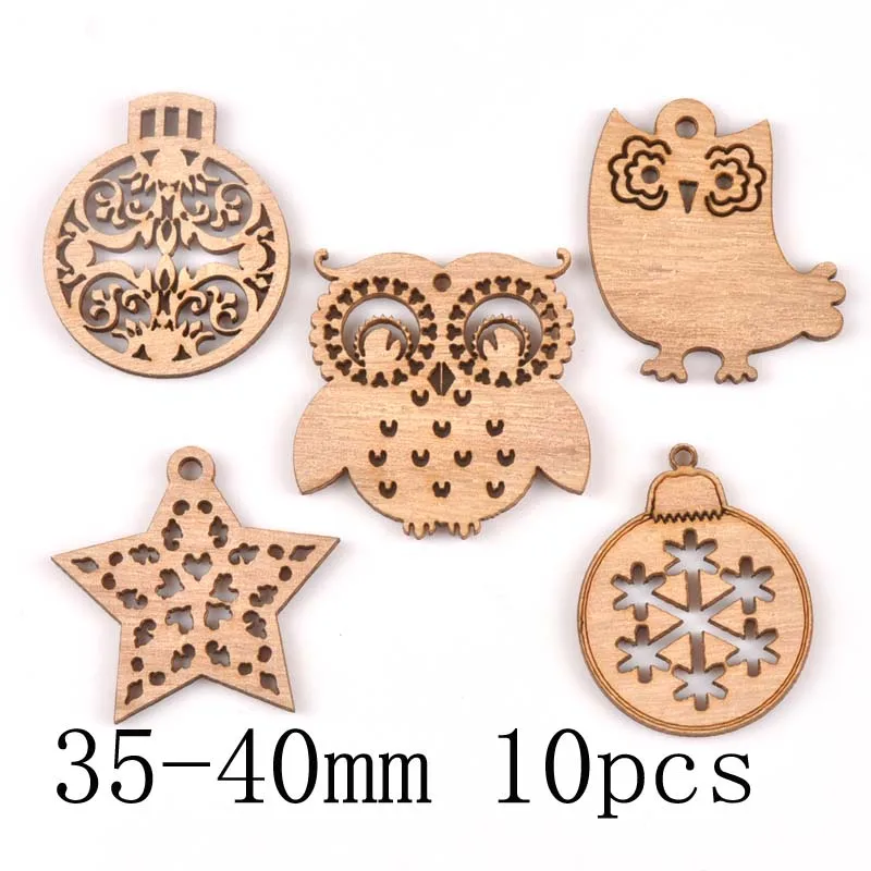 mt1848-10pcs DIY натуральный деревянный чипборд Рождественская елка подвесная подвеска с героем аниме детские подарки снеговик рождественские украшения mt2521 - Цвет: mt1848-10pcs