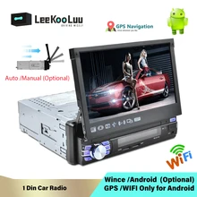 LeeKooLuu 1 Din Android 7,1 Автомагнитола с авто выдвижным экраном универсальное радио Bluetooth Wifi Mirrorlink gps Автомобильный мультимедийный