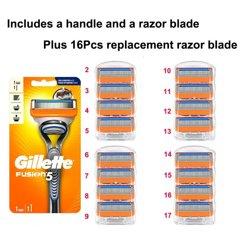 

Original Gillette Fusion 5 Layer Men Shaving Handle Shaving Razor Blade for Safety Razors Manual with Replacement