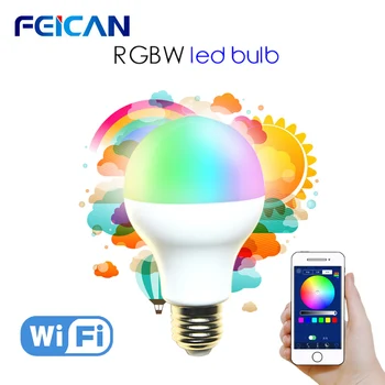 

FEICAN RGBW WIFI LED Bulb E27 Lampada RGB LED Lamp Colorful Light AC85-240V 7W 9W IOS/Android APP Wifi Control Smart Light
