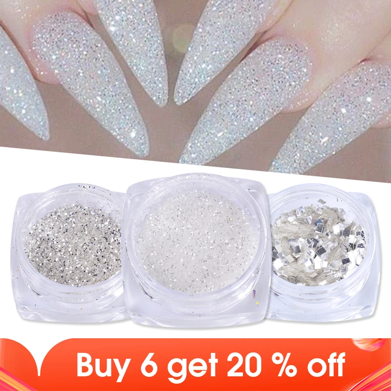 

1g Nail Art Glitter Sequins 3D Gold Silver Hexagon Sequins Sparkly Flakies Rhinestone Sandy Powder Dust For Manicure JIS01-04-1