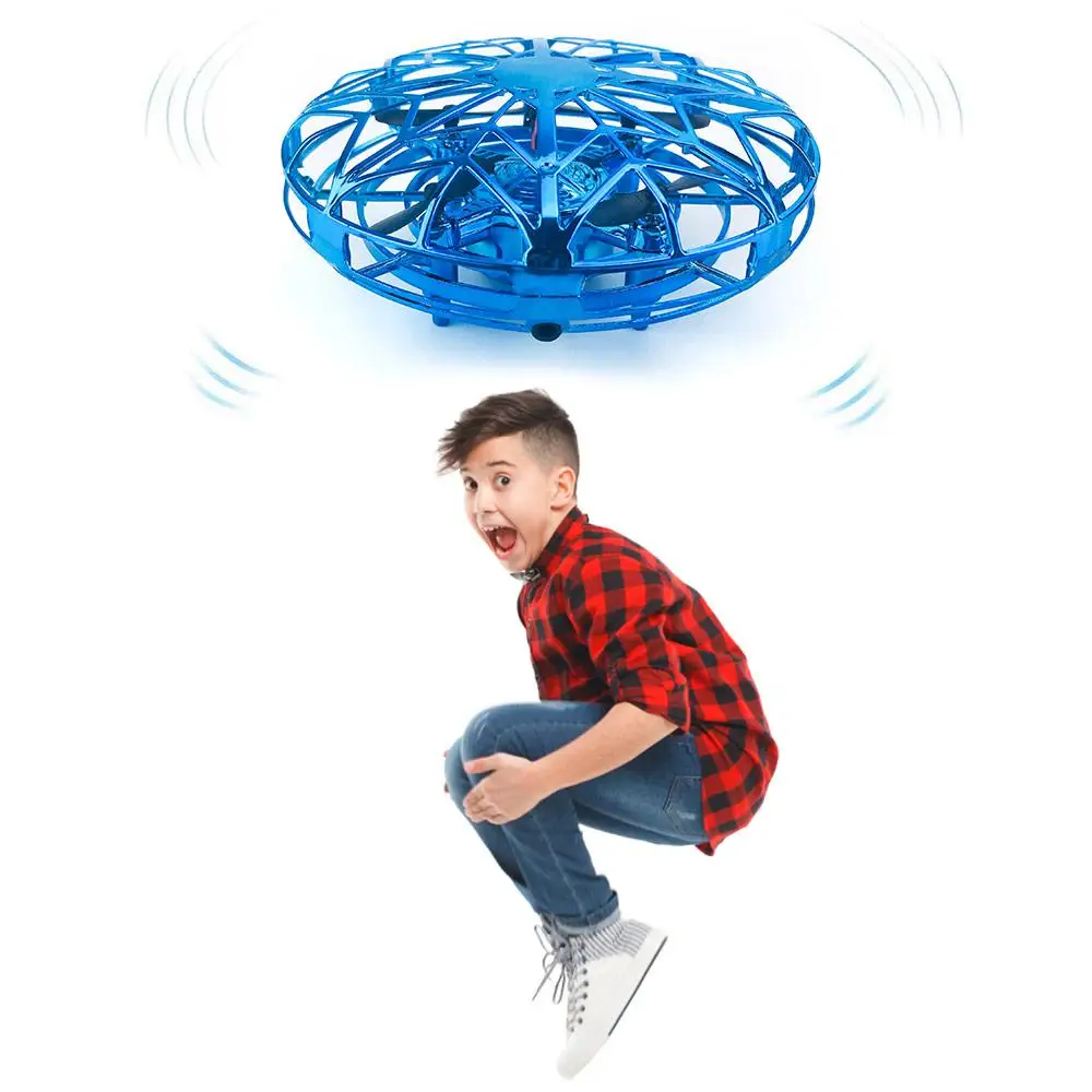 Синий RC Drone UFO Fly Helicopter Toys Mini Drone Infraed Induction Aircraft Quadcopter Upgrade Remote Control Toys For Kids Gifts - Цвет: Синий