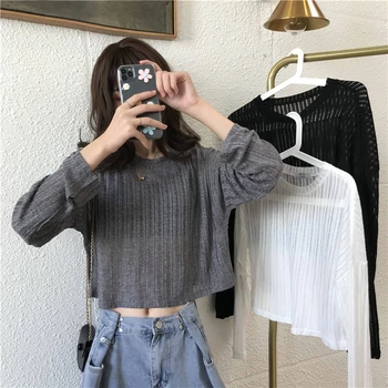 

PX2721 2020 new autumn Korean version loose short thin long sleeve T-shirt women