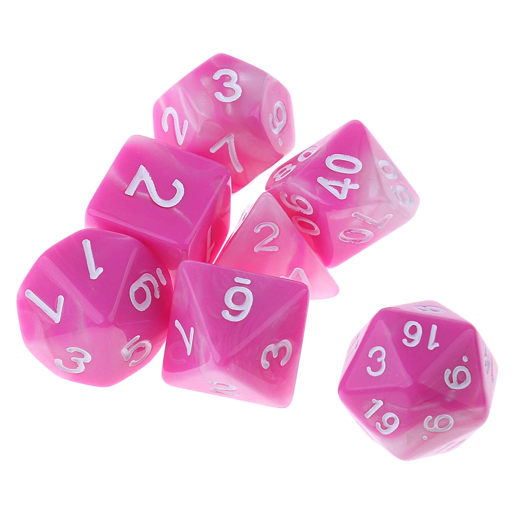 7 Pieces D4 D6 D8 D10 D12 D20 Dices Double-color Multi-Sided Dice Game Cube for Board Game Accessories