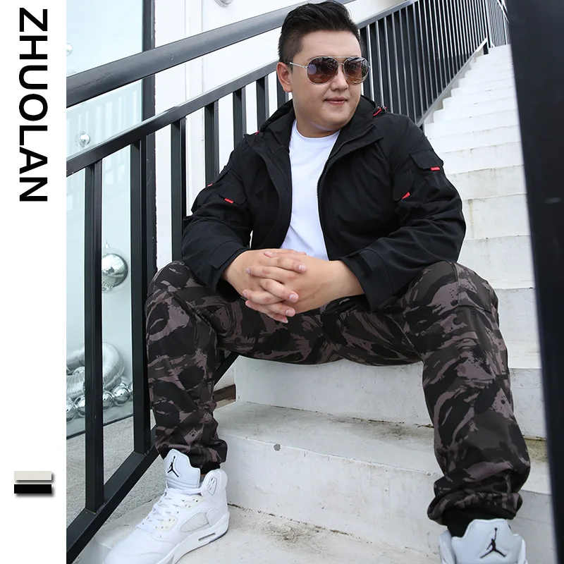 

Lard-bucket Set Men's 2019 Versitile Fashion Loose-Fit Two-Piece Set Plus-sized Men Hooded Set 300