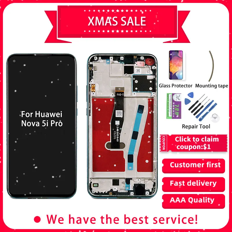 

Original For Huawei Nova 5i Pro LCD Display Nova 5i Pro Display Touch Screen With Frame SPN-AL00/SPN-TL00