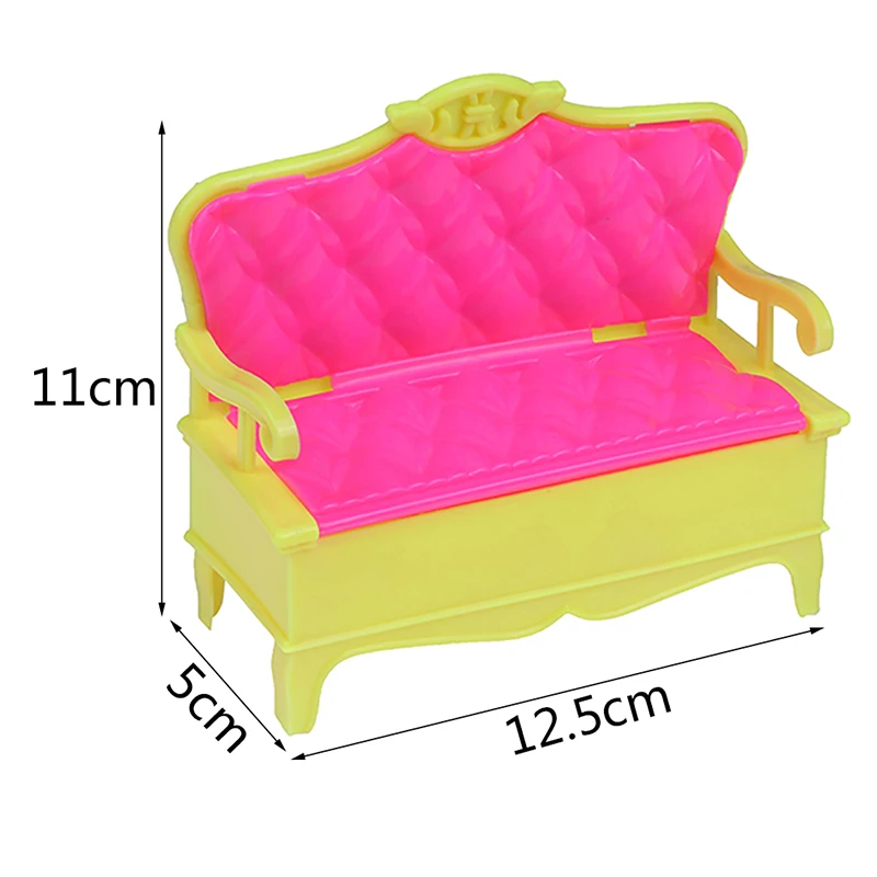1/12 Кукольный диван миниатюрный элегантный розовый пластиковые кресла диван для кукольная мебель, аксессуары украшение для кукольного домика - Цвет: Розовый