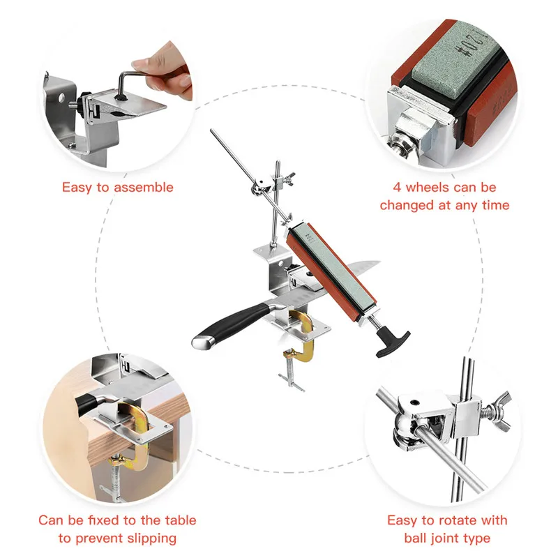 Cena Profesjonalny nóż kuchenny z systemem ostrzenia z 4 szt. Osełek + stop aluminium + G klip nóż narzędzie do ostrzenia zestaw