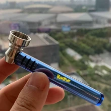Pipa de humo de cristal de HORENT Premium con asa transparente 93MM con bol de Metal para tabaco cuchara de mano hierba accesorios para tubos