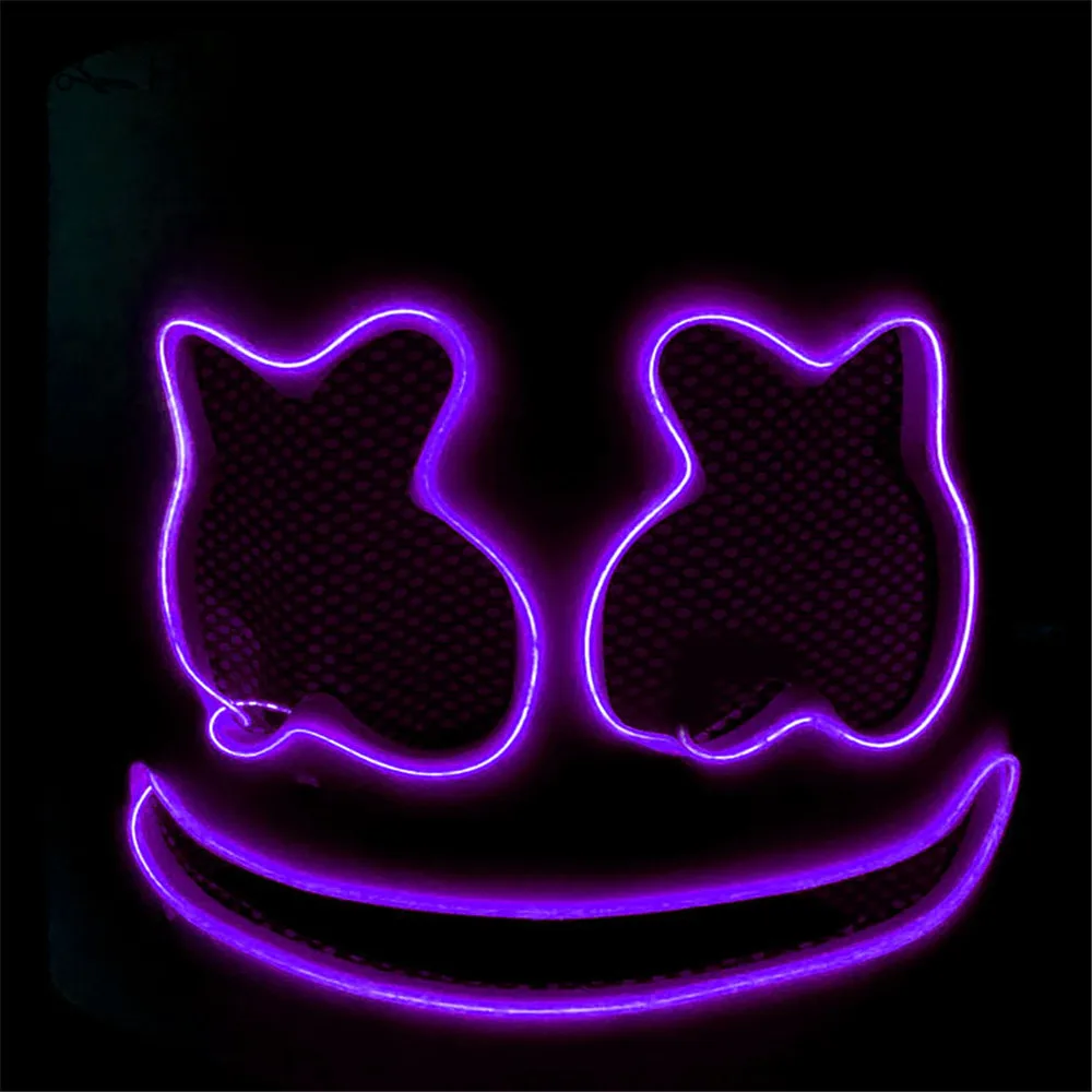 DJ светодиодный маска Marshmellos светящиеся маски ночной клуб EVA вечерние костюмы белая маска взрослый костюм на Хэллоуин Бар фестиваль Hicello - Цвет: Purple