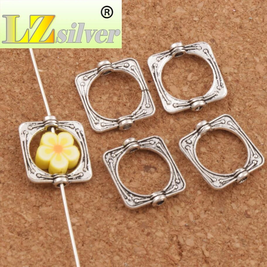 Square Bead Frame Charm Beads 14x15.35mm 300PCS zinc alloy Bronze Pendants Jewelry DIY L764