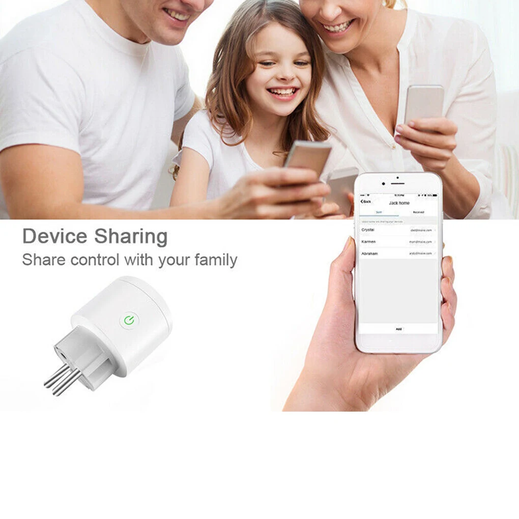 Умная розетка Wifi, умная розетка 10A/16A с монитором питания, беспроводная умная розетка с Google Home Alexa, Голосовое управление