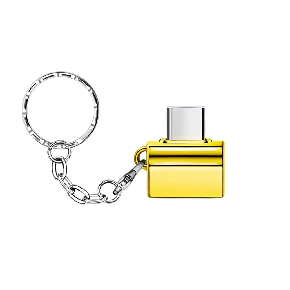 1pcs Gold Plug GUUGEI usb type C OTG адаптер type C конвертер USB с металлической цепочкой для ключей OTG type-C usb C адаптер мышь клавиатура диск флэш - Цвет: 1pcs Gold Plug