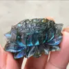 Natural Hand Carved Labrador Mineral Crystal Lotus Flower Statue Crystal Figurine Pendant Crafts Gifts 4
