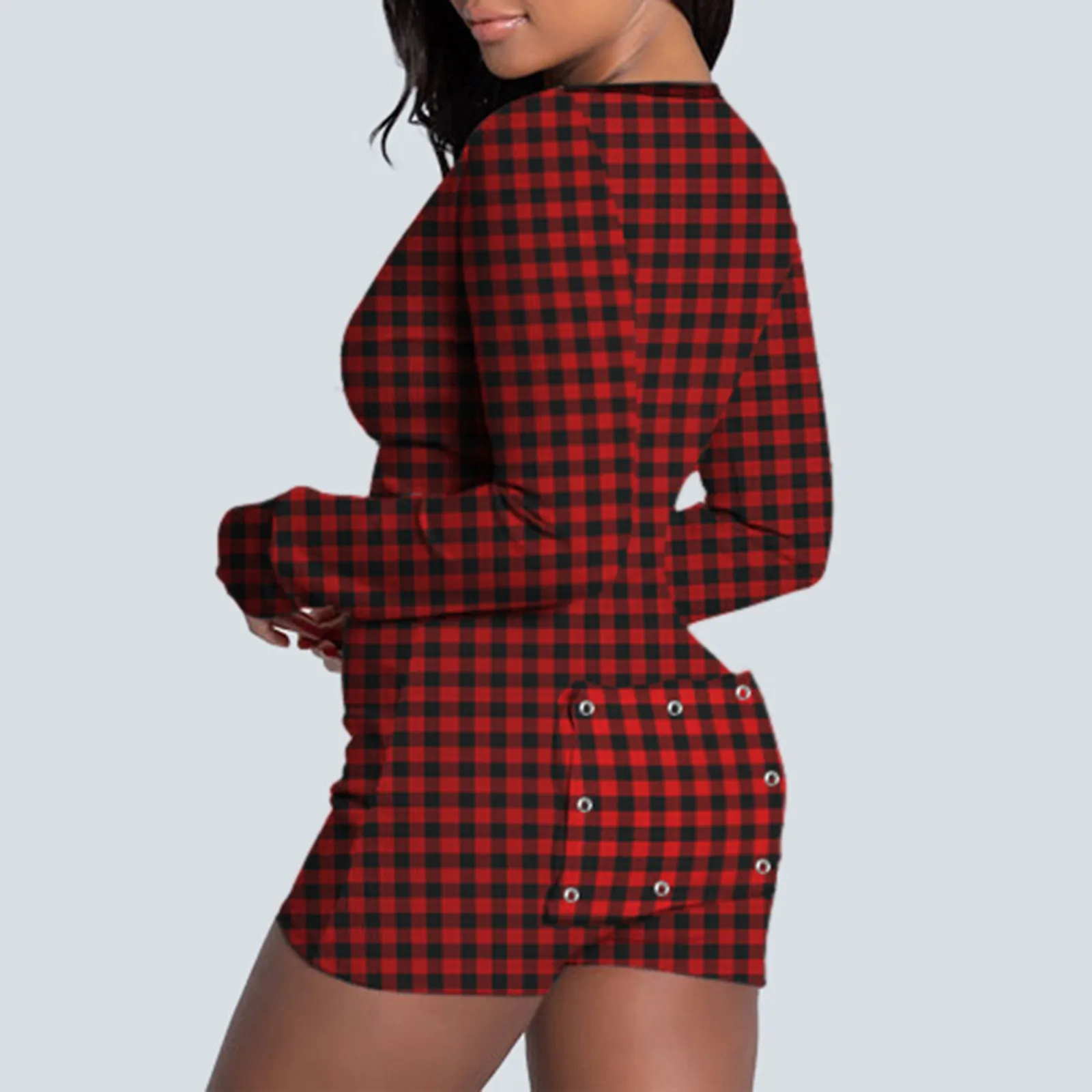 Sexy Women's Pijamas Onesies Button-down Front Functional Buttoned Flap V-neck Pajamas Adults Jumpsuit Pyjama Femme Sleepwear 1