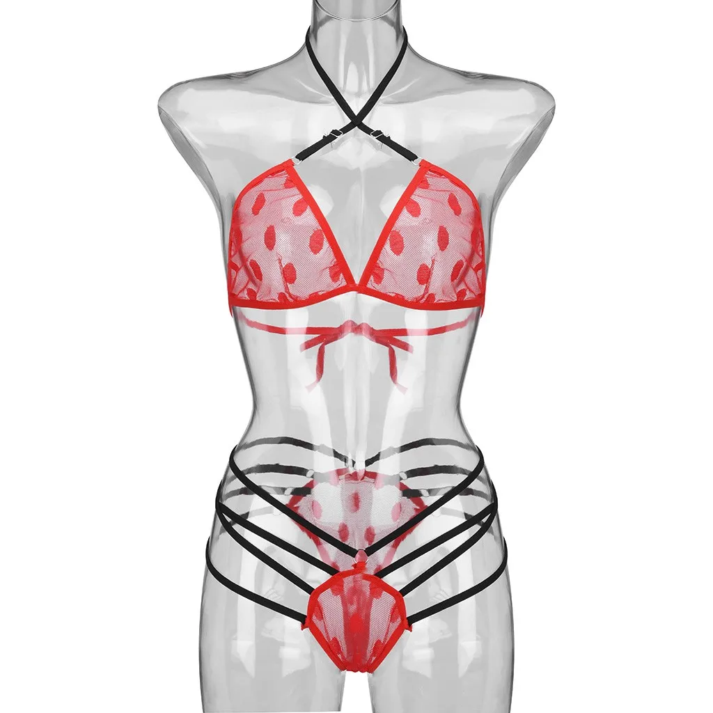 Женское сексуальное нижнее белье с принтом в горошек кружевной бюстгальтер