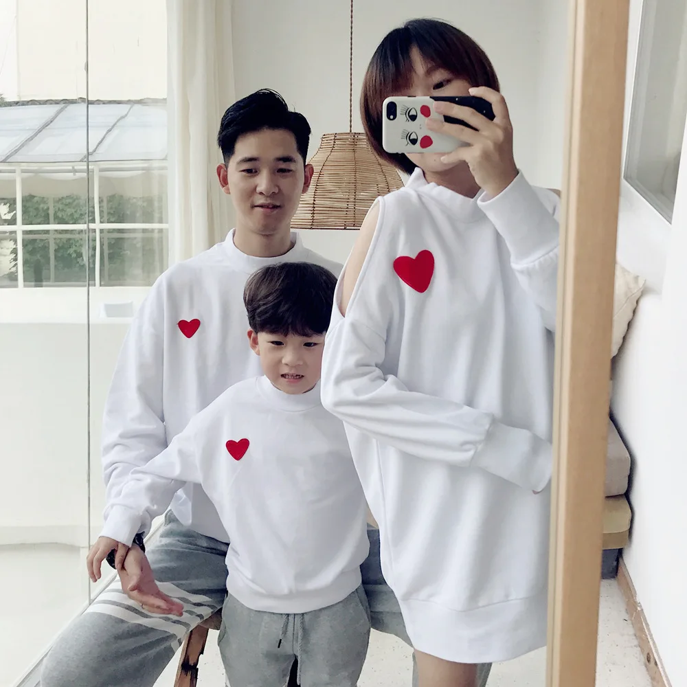 

Family Matching Clothes Mommy and Me Clothes Family Look Autumn 2019 New Love Long Sweater Sweat Strap T Skirt