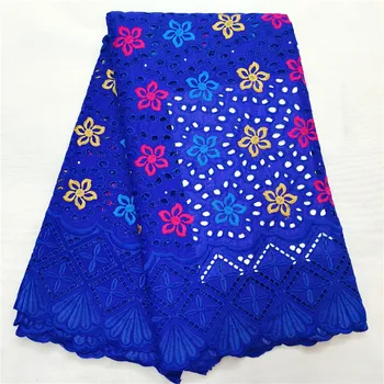

Excellent royal blue design African cotton embroidery lace fabric Swiss voile material NCH45(5yards/lot)