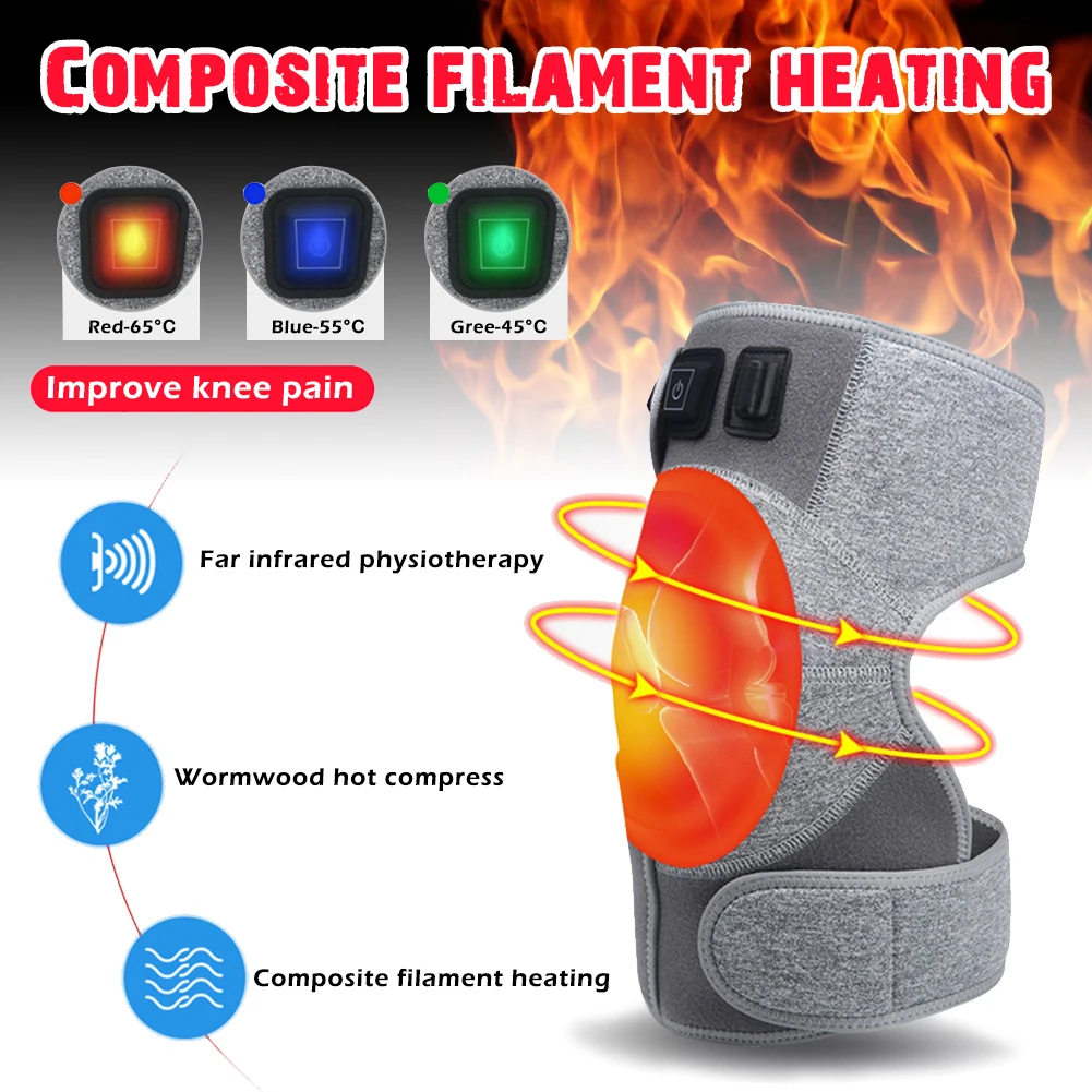

New Style Hot Sale Heated Knee Brace Wrap Rechargeable 3 Adjutsable Heat Keeps Warm For Arthritis Joint