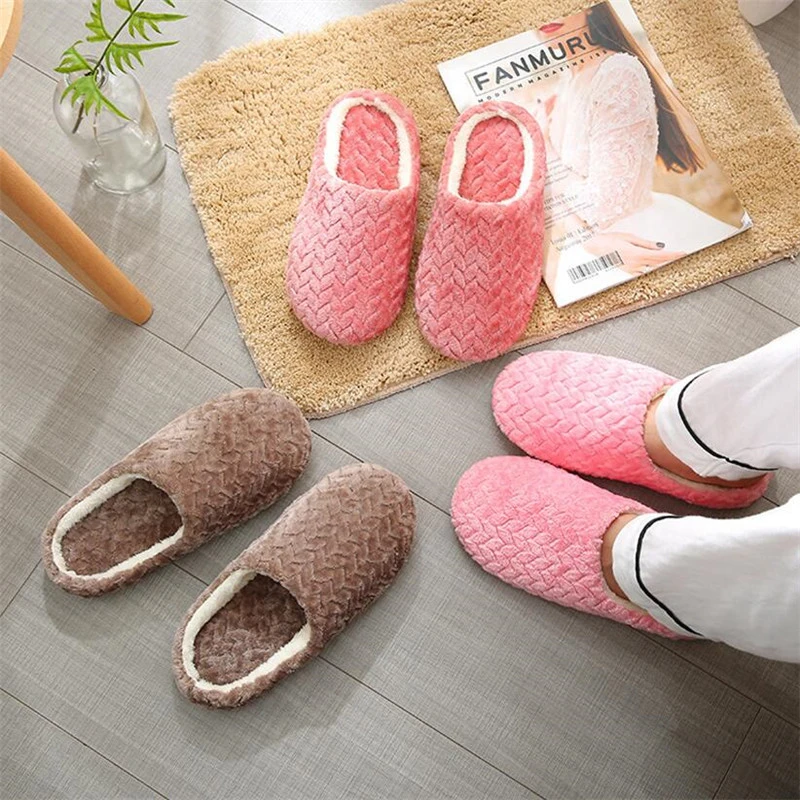 Indoor Slippers discount COOTELILI Women Home Slippers With Faux Fur Flat Shoes Winter Shoes Keep Warm Shoes For Woman Flats Basic Plus Size 41 42 43 Indoor Slippers luxury