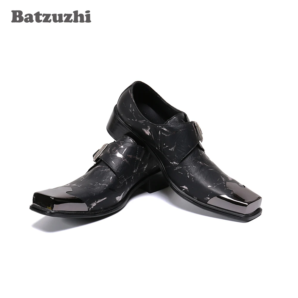 

Batzuzhi модные роскошные кожаные модельные мужские туфли с рифленой подошвой в винтажном стиле; С металлическим носком дизайнера; Chaussure Homme; Роскошные мужские деловые, вечерние туфли