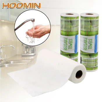 

HOOMIN 25pcs/Roll Reusable Bamboo Towels Washable Absorbent Washable Dish Cloths Home Kitchen Paper Towel Clean Washing Towel