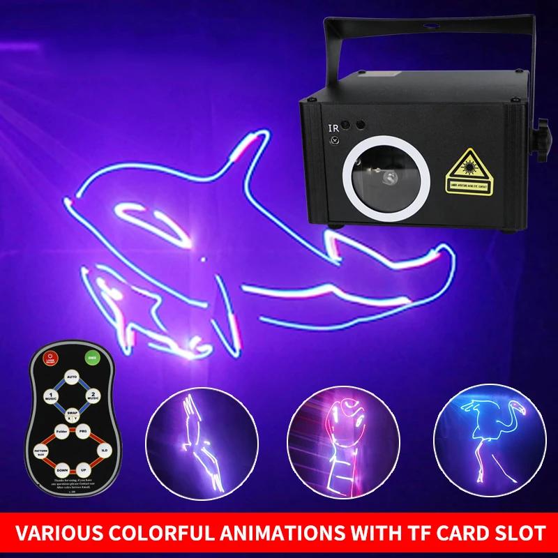 DMX512 RGB SD Program Card Laser Light Scan Projector DJ Disco Show Stage Effect Lighting With Remote Control Sound Activated