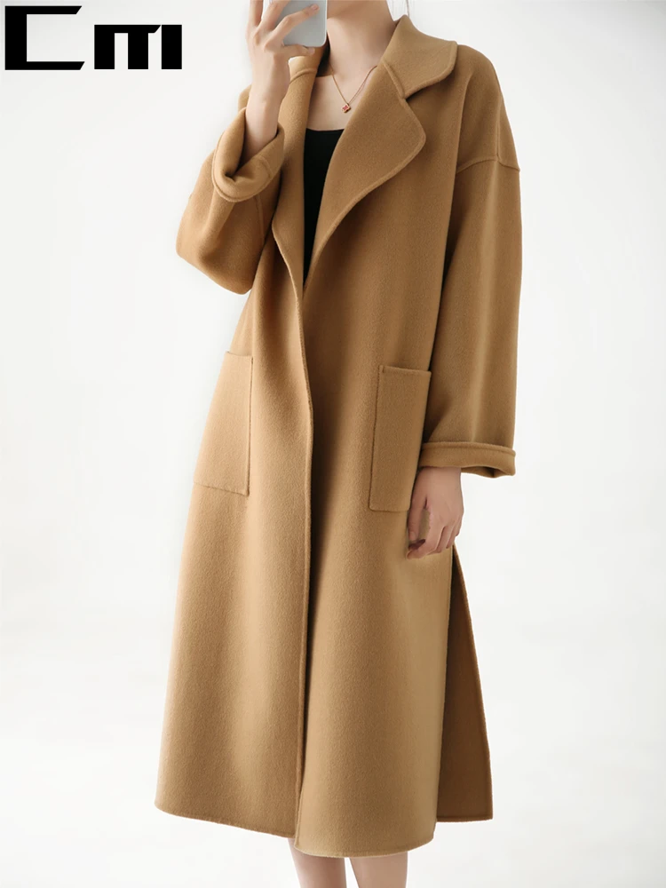 

2020 Winter Women Classic Coat 100% Wool Double-Faced Cashmere Coat Woolen Coat Female Wavy Cashmere Coat Winter Coat Women