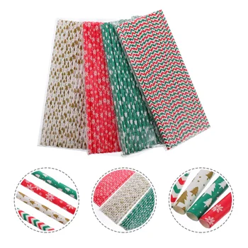 

200pcs Christmas Paper Christmas Straws Party Supplies Festival Paper Sucker