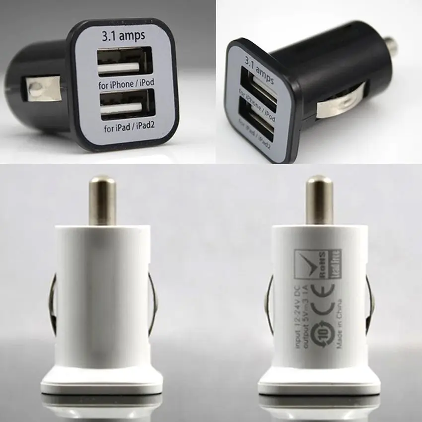 Микро 3.1A двойной 2 Переходник USB для зарядки в машине для iPhone 11 XS Max XR X 8 7 6 5/ipod/ipad/samsung/все мобильные телефоны 500 шт./лот