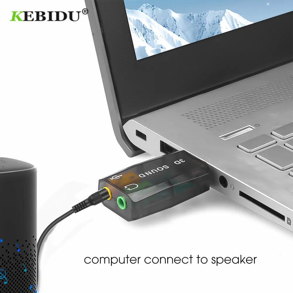 Внешняя 3D USB звуковая карта kebidu 5 1 каналов 3 мм|usb sound card 5.1|usb cardsound |