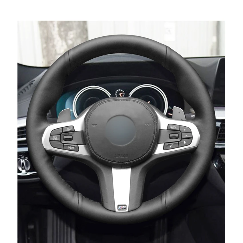 Рука сшитый черный искусственная кожа PU чехол рулевого колеса автомобиля для BMW M спортивные G30 G31 G32 G20 G21 G14 G15 G16 X3 G01 X4 G02
