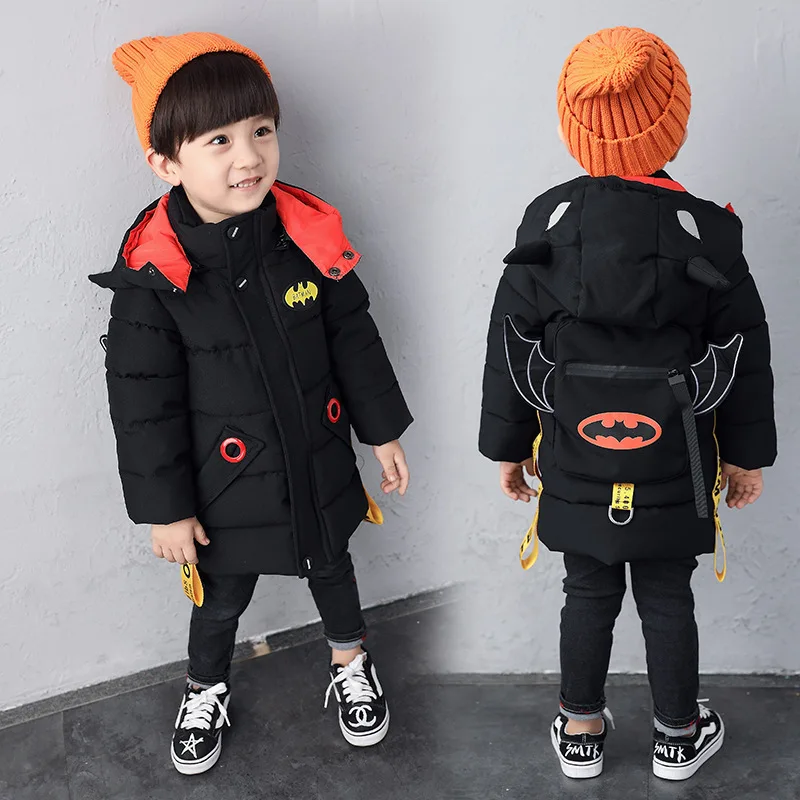 

Cartoon Batman Baby Boy Children Cotton-padded Jacket Hoodie Thick Warm Kids Winter Coat size 2 3 4 5 6 7 8 years