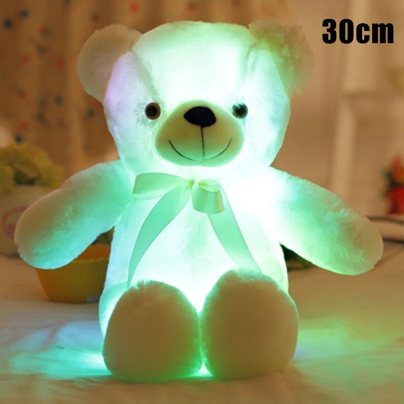 Светодиодный плюшевый медведь, игрушечный светильник, светящаяся игрушка для детей и взрослых MU8669 - Цвет: white