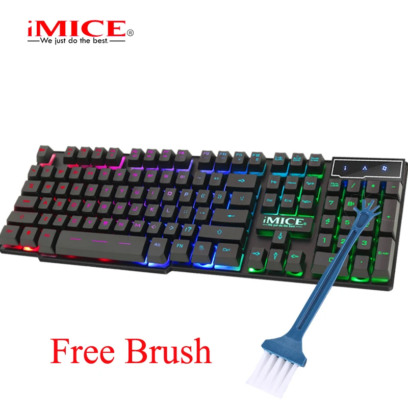 Игровая клавиатура с бесплатной кистью RGB подсветкой USB 104 Keycaps Водонепроницаемая