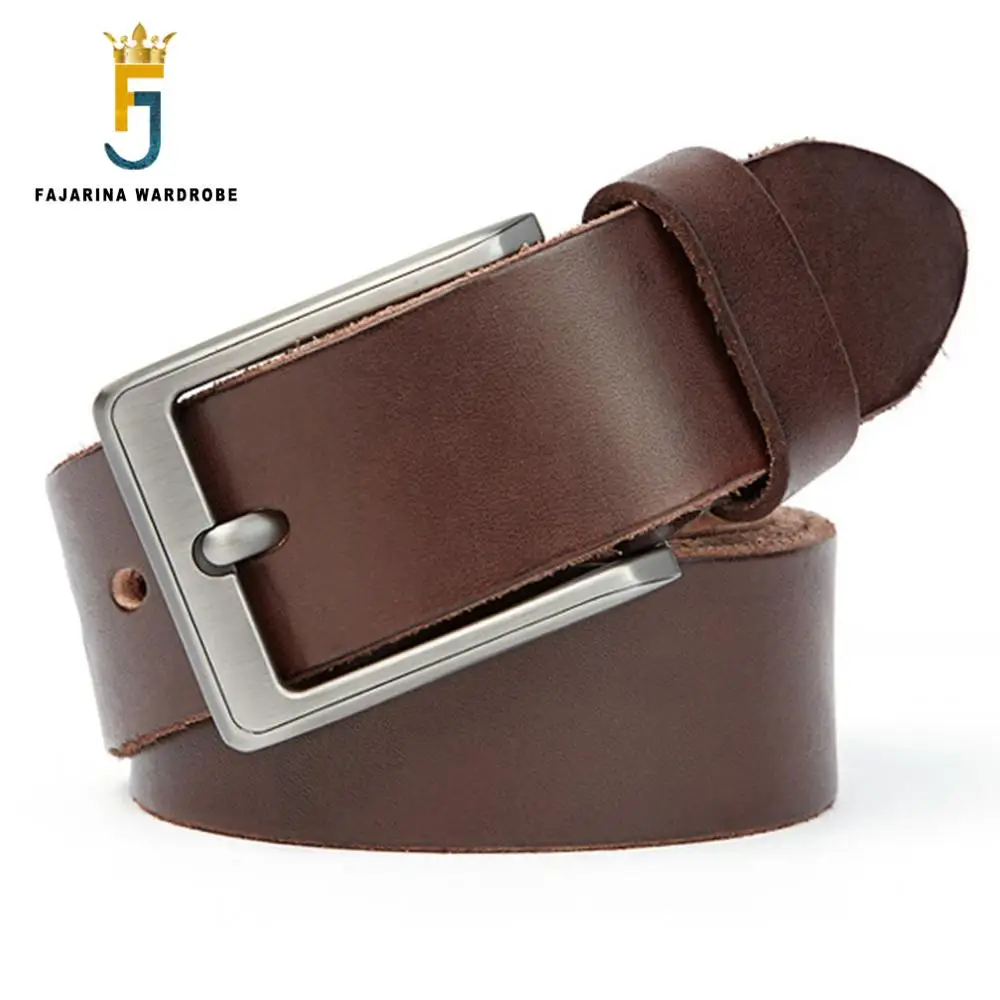 

FAJARINA Top Quality Retro Styles Coffee Belts 100% Pure Cow Skin Leather Pin Buckle Belts for Male Used for 10 Years N17FJ756