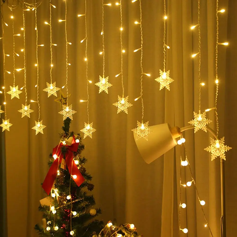 

Christmas snowflakes LED String lights Flashing Lights Curtain Light Waterproof Holiday Party Connectable Wave Fairy Light 3.5M