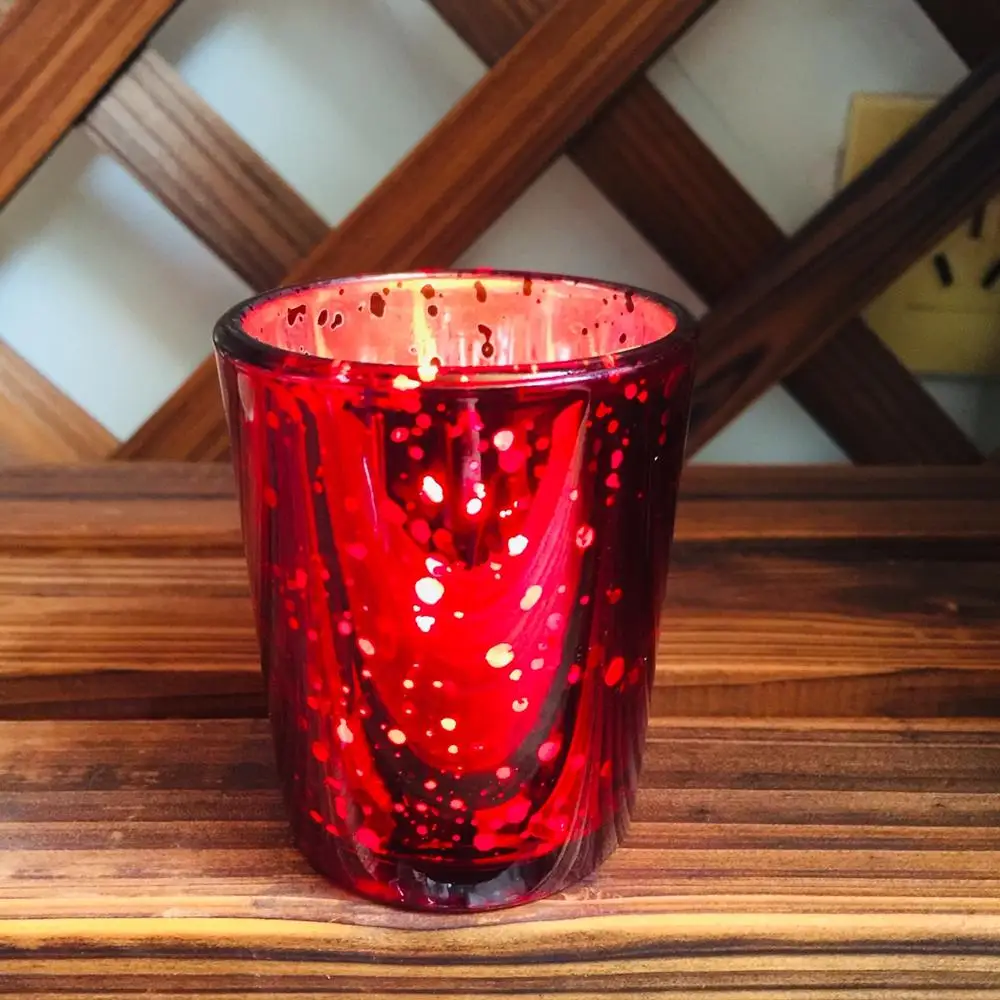 Новинка! Рождественское стекло ртуть Tealight и Votive подсвечник в красном цвете, упаковано 12 шт/каждый USD1.99