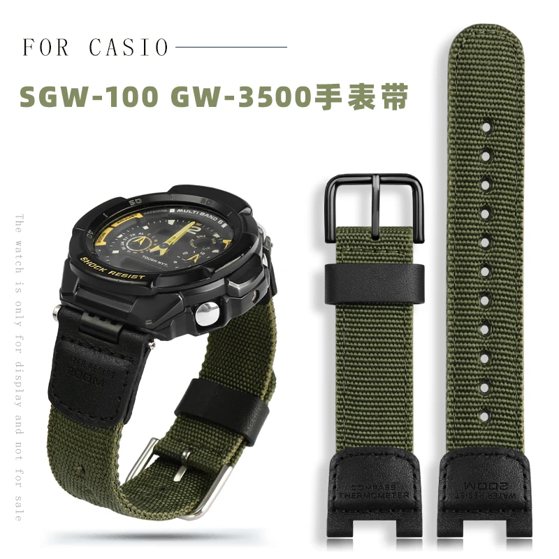 Cinturino In Nylon 24*11Mmfor Per Casio Sgw-100 Sgw100 Sgw200 Gw-3500B/3000B Sport Sostituire Cinturino Comodo