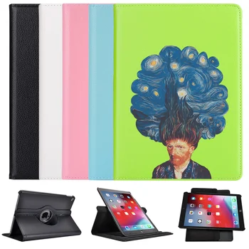 

360° Rotatable Leather Back For iPad Pro 12.9 2020 Coque Tree Man Protective Covers Funda iPad 7th Generation Case Mini 5 Cases
