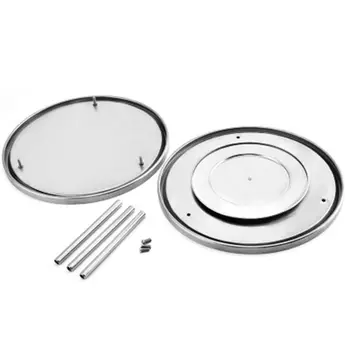 

Stainless Steel 2 Tier Spices Turntable 360 Degree Rotating Fruit Tray Turning Table Kitchen Storage Rack Organizer