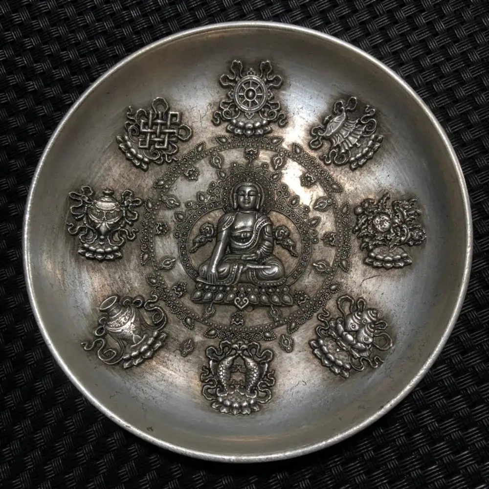 chinese tibet silver buddha statue dollar coin Plate metal crafts Family decoration | Дом и сад